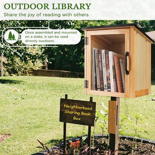 Amazon.com: Exttlliy Outdoor Library Book Box Storage Small Wood Cabinet  Little Literature Box for Neighborhood Community and School Sharing Books,  ...