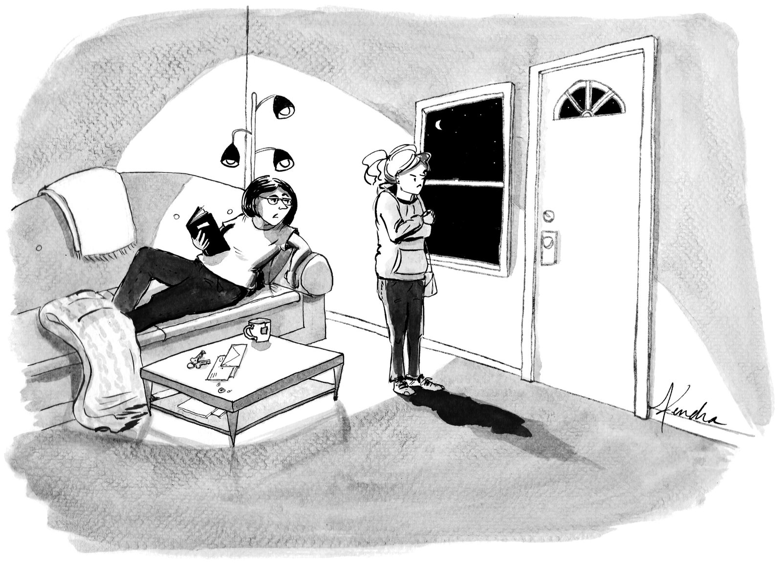 A girl is angry with her mother for not letting her stay out late.