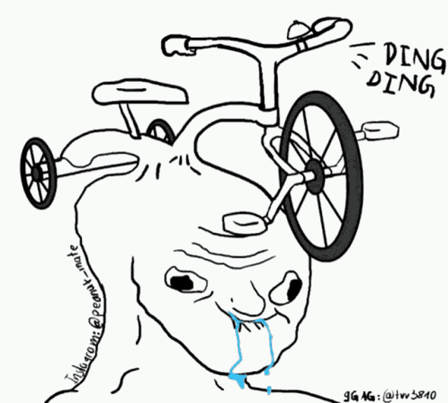 Brainlet Brainlet Bike GIF - Brainlet Brainlet Bike Ding Ding - Discover & Share GIFs